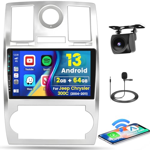 [4Core 64G] Android 15 Car Stereo for Jeep Chrysler 300C 2004-2011, Hikity 9 Touchscreen Wireless CarPlay Android Auto Mirror Link 5G WiFi Bluetooth FMEQ SWC GPS Backup CamMIC