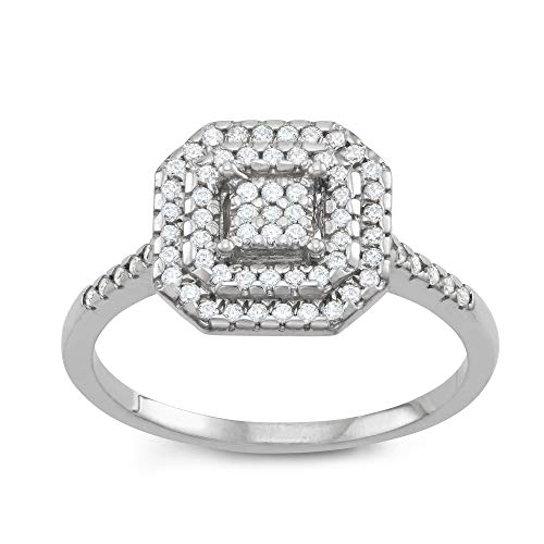 Tiara Sterling Silver .33 CTTW Diamond Cluster Ring