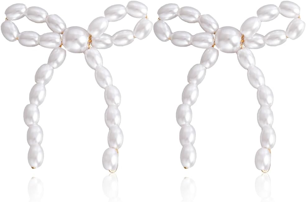 Gold Bow Knot Stud Earrings for Women Pearl Earrings Small Tiny Simple Bow Earrings Jewelry