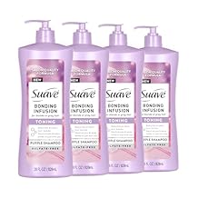 Suave Bonding Infusion Purple Toning Shampoo, for Neutralizing Brassy Tones in Blonde or Gray Hair & Repairing Broken Hair Bonds, 28oz Pump, 4 Pack