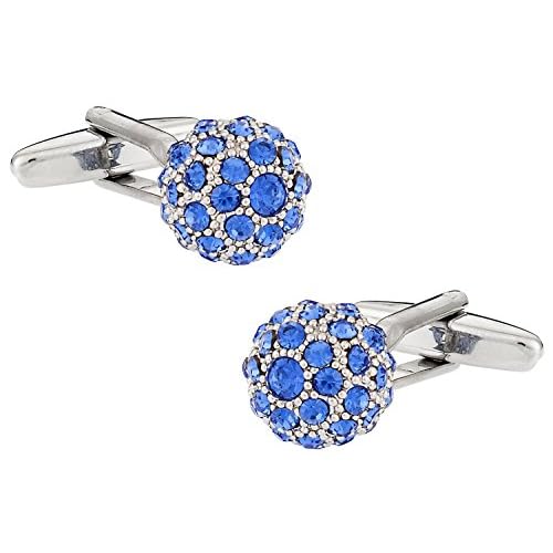 Cuff-Daddy Sapphire Blue Ball Cufflinks with Presentation Gift Box - Perfect for Travel