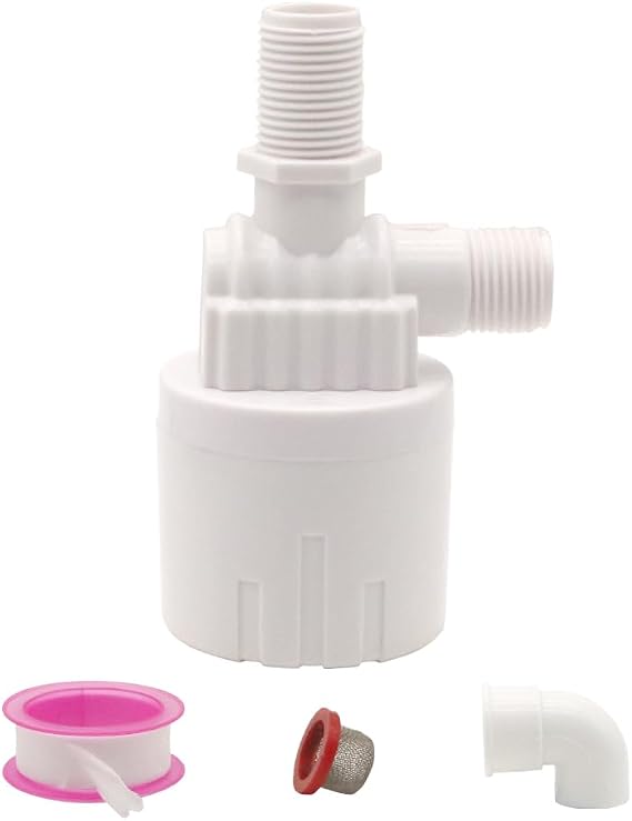 1/2'' Float Valve, Automatic Water Level Control Auto Fill Shut Off Floating Ball Valve for Water Tanks, Fountains, Swimming Pools, Aquarium, Livestock Tanks (Top Inlet)