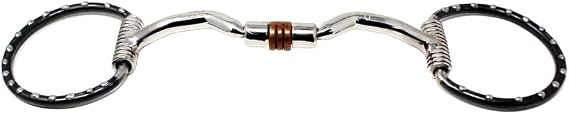 Horse 5" Mouth Studded Dee Ring Sweet Iron Snaffle Bit w/Copper Rollers 3510B