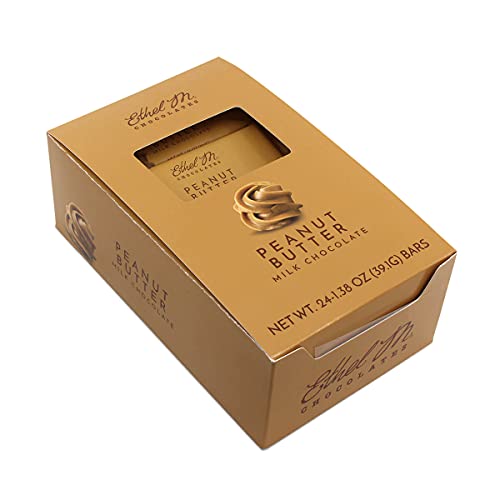 Ethel M Chocolates Premium Milk Chocolate Peanut Butter Filled Bars, Individually Wrapped Chocolate Candy Bars, for Gifting, Holidays & Everyday Indulgence 24 Pieces
