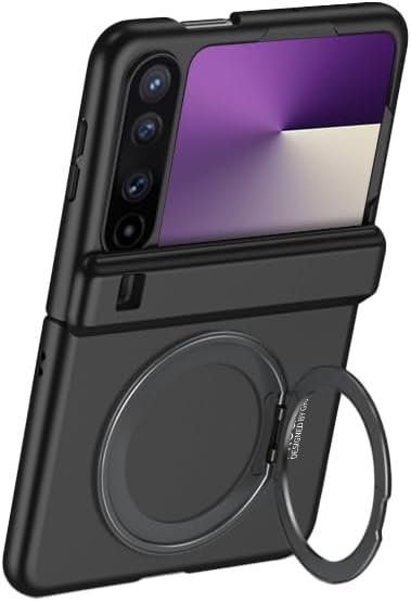 Magnetic Case for Huawei Pura X, Ultrathin Shockproof Phone Case with Ring Kickstand Support Wireless Charging Cover,Black,Pura X