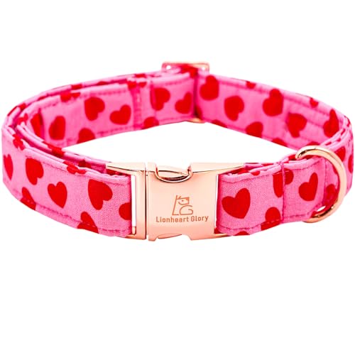 Lionheart glory Valentines Day Collar, Red Hearts Dog Collars for Small Cute Dog Collars Spring Female Pet Gift Adjustable Heavy-Duty Dog Collar Holiday
