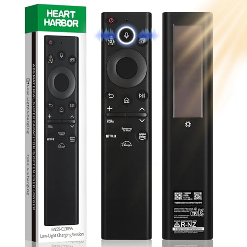 BN59-01385A Solar Voice Remote Replacement for Samsung TV Remote with 4 Shortcut Keys, Compatible with Samsung TVs Ultra HD Neo QLED Frame and Crystal UHD Series 2021-2023 Models, Black Color Box
