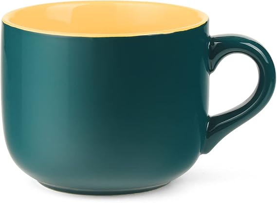 650ML/22OZ Large Ceramic Coffee Mug, Big Tea Cup for Office and Home, Dishwasher and Microwave Safe (Dark Green)