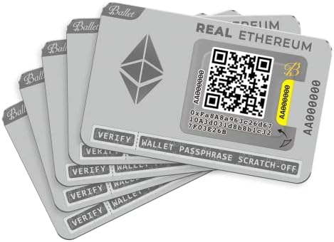 Ballet Real ETH 5-Pack Cold Storage Wallet Cards | Split Holdings, Gifting & Long-Term Storage | Non-Electronic | No Seed Phrase | Ballet Crypto App | 1,000+ Coins & NFTs