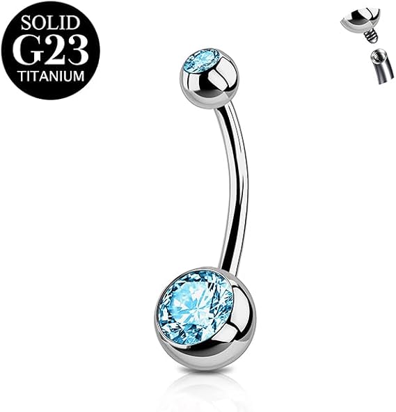 Titanium belly button bars silver 6mm 8mm 10mm 12mm 14mm 16mm bar length G23 titanium belly bars for women 1 piece 14G belly button bars solid titanium barbell pink blue CZ navel rings