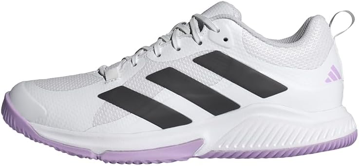 adidas Women's Court Team Bounce 2.0 Shoes, Cloud White/Core Black/Powder Plum, 12 UK