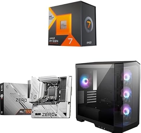 (Bundle) AMD Ryzen 7 7800X3D 8-Core AM5 Processor & MSI B650M Project Zero mATX DDR5 Gaming Motherboard & MSI MAG PANO M100R PZ Black Micro ATX Gaming Case Support Back-Connect Motherboard