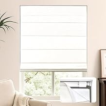 LazBlinds No Tools No Drill Cordless Roman Shades for Windows, Blackout Thermal Insulated UV Blocking Window Blinds, Lightweight Fabric Blinds for Indoor Windows, 40" W x 60" H, Blackout - White