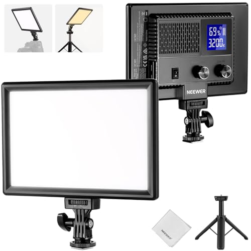NEEWER 9 LED Camera Video Light Panel, 4000mAh USB C Dimmable DSLR Soft Key Lighting 3200K-5600K CRI95 for Studio Photography Recording Streaming, Mini Desk Tripod Stand, Cleaning Cloth, NL-116AI