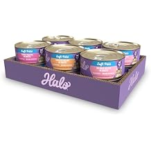 Halo Wet Cat Food Variety Pack, Grain Free Three Canned Wet Cat Pate, Chicken Stew, Salmon Stew & Turkey Stew, 5.5 Oz Can (Pack of 12)