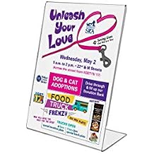 (6 Pack) 5" x 7" Clear Acrylic Slant Back Ad/Sign Holder, Plastic Slanted Picture/Photo Frame