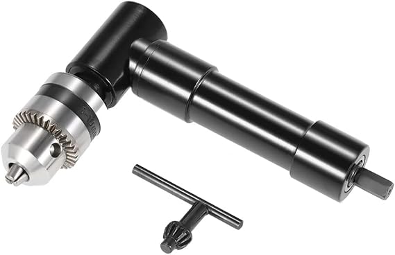 Weytoll Right Angle Drill Attachment, 90 Degree Drill Attachment, Cordless 90 Degree Drill Adapter, 3/8" Chuck and 8mm Hex Shank, Cordless Adapter, Accept 1-10mm Drill Bits