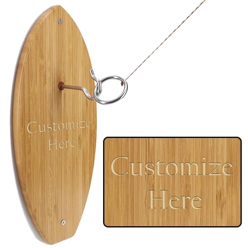Custom Wooden Hook and Ring Game - Outdoor Games for Adults, Ultimate Ring Toss Game, Ring Game on String for Man Caves, Bars, and Patios, Personalized Gifts