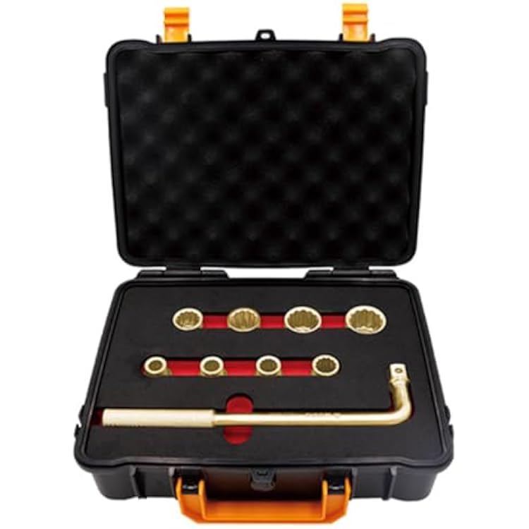 WEDO 9Pcs Non-Sparking Tools Set, Socket, Offset Handle, Tools Kit, Tools Kit,Beryllium Copper,Non-magnetic,Die-Forged,Corrosion Resistant,DIN Standard,BAM Certification