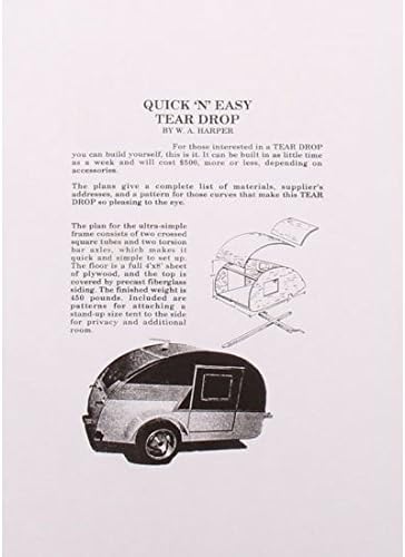 Quick N Easy Tear Drop Trailer Plans Guide