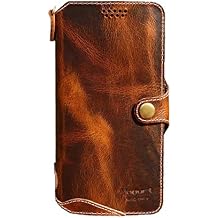 Yogurt Case Compatible for iPhone Air, Genuine Leather Wallet Cover Compatible for iPhone Air, 6.5-inch Handmade Dark Brown