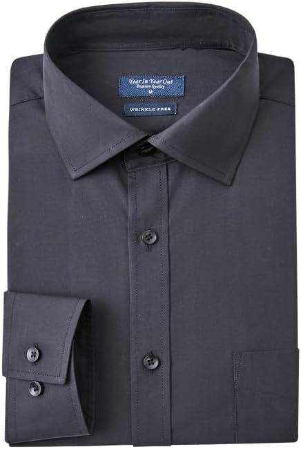 Year In Year Out Wrinkle Free Dress Shirt for Men Regular Fit Long Sleeve Wrinkle Resistant Shirt