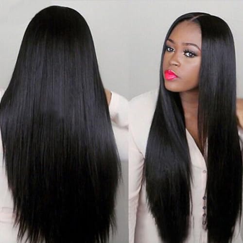 DOPI Women Long Brazilian Black Straight Natural Wig Hair Cosplay Full Wigs Costume