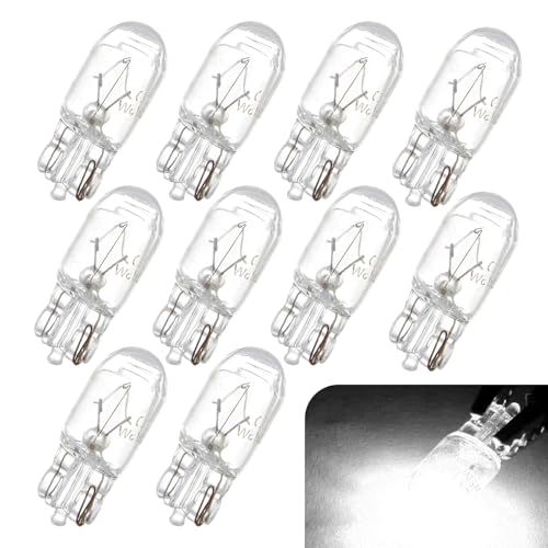 Pack-10 T10 Car Brake Lights, T10 168 192 12V 5WDouble-wire Vehicle Turn Signal Tail Light Replacements, Universal Waterproof Automotive Lighting Accessories for Truck SUV Car White Light