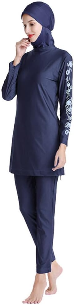 ODIZLI Women Modest Muslim Swimsuit Full Coverage Swimwear Islamic Hijab Swimming Burkini Swim Suit Solid Color