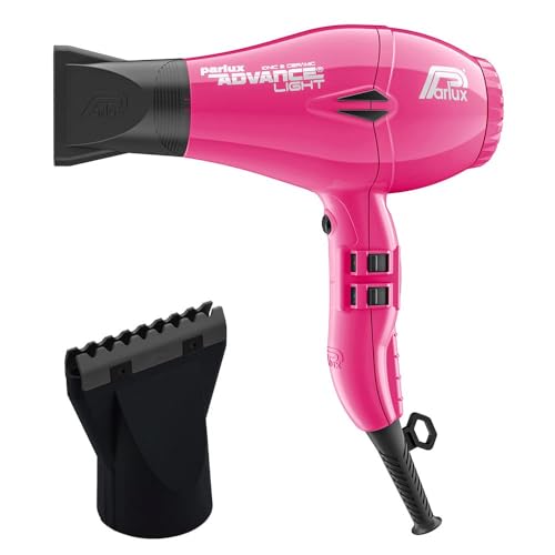 Parlux Advance Light Fuchsia Ionic & Ceramic Hair Dryer  M Hair Designs Hot Blow Attachment Bundle Lightweight, Fast-Drying, Frizz-Control Blow Dryer for Salon-Quality Styling