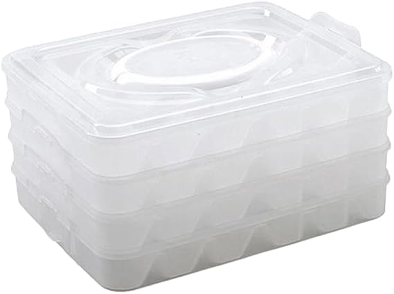 Zerodeko Food Storage Container Dumpling Organizer Stackable Portable Freezer Storage Containers Food Storage Box for Kitchen and Fridge (Transparent)