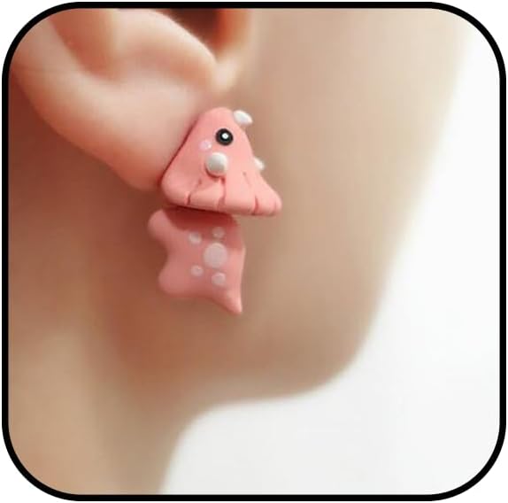 6 Pairs Cute Animal Bite Earrings for Women Dinosaur Hot Balloon Dog Stud Earrings 3D Polymer Clay Earrings Handmade Cartoon Small Animal Earrings Set Animal Biting Earrings Jewelry