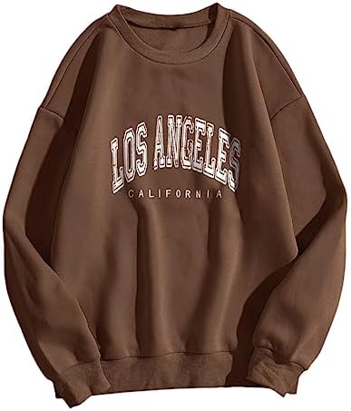Sweatshirts Women Crew Neck Letter Graphic Hoodie Relaxed Fit Loose Casual Long Sleeve Pullover Tops Crewneck 2025