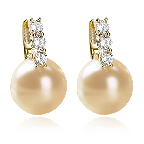 Pearl Earrings for Women 14K Gold Plated Hypoallergenic Pearl Earrings 5A Cubic Zirconia Dangle Earrings Elegant Jewelry