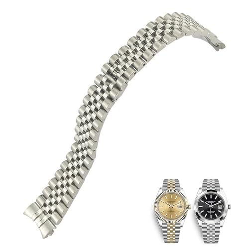 KLVN 316L Stainless Steel 20mm Watch Strap for 36mm Rolex Datejust 116233 116234 Silver Golden Solid Metal Watchband