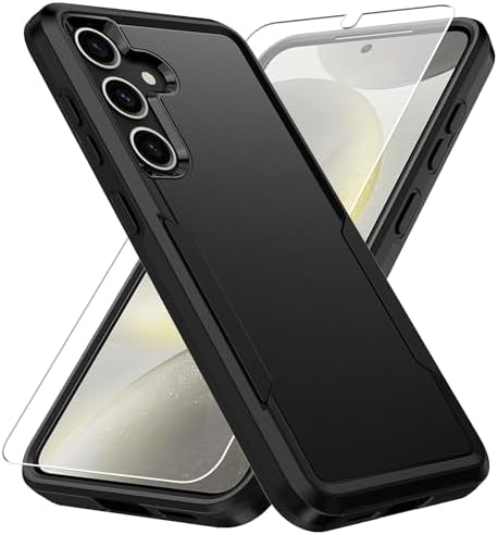 for Samsung Galaxy S24 Case, with HD Screen Protector [Military Grade Drop Tested] Heavy-Duty Tough Rugged Shockproof Protective Case for Galaxy S24 6.2, Black