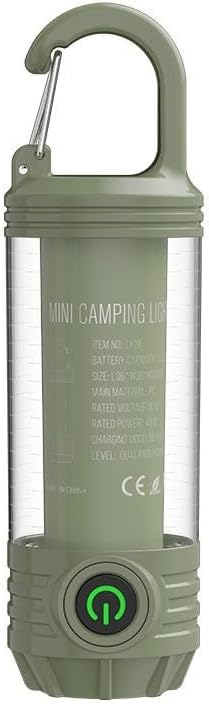 Kingjie Rechargeable LED Mini Camping Flashlight - Portable Outdoor Light with Hook (Green)