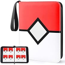 Trading Card Binder 4-Pockets, Card Binder Fits 400 Cards with 50 Removable Sleeves, Card Folder for MTG, TCG, Game Cards & Sports Cards-Red