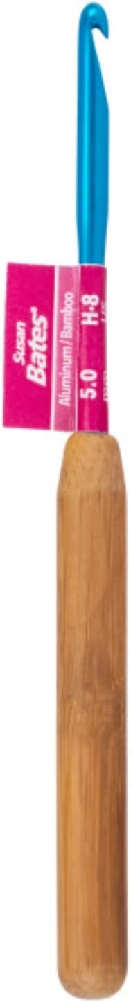 Susan Bates Silvalume Bamboo Handle Aluminum Crochet Hook-Size H8/5mm B3206H