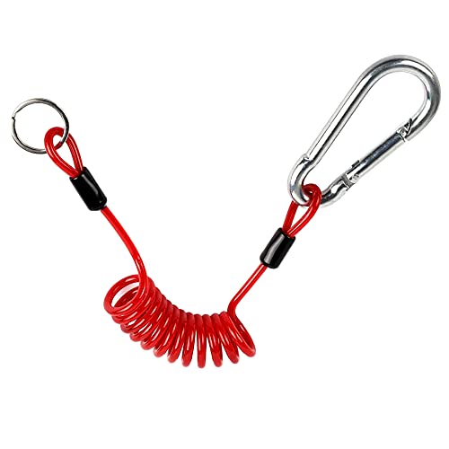 Trailer Breakaway Cable, RV Accessories, Stainless Steel Spring Wire, Heavy Duty Steel RV Essentials Extend to 4ft Coiled Safety Strap for RV Camper Trailer