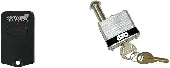 Mighty Mule Single Button Gate Opener Remote (FM135) and Gate Operator Security Pin Lock