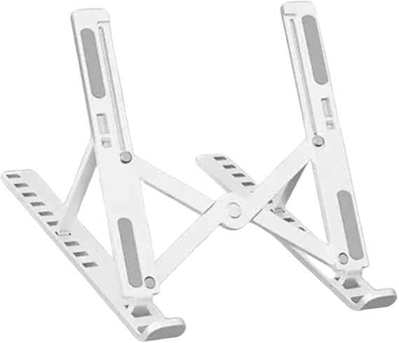 Laptop Stand for Desk, Adjustable Computer Riser Foldable Portable Laptop Holder, Ventilated Cooling Notebook Holder Stand for Tablet, Sturdy Anti-Slip Design, White