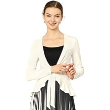 Allegra K Women's Tie Front Cardigan Dressy Casual Cardigan Draped Ruffle Shrugs for Women Dresses