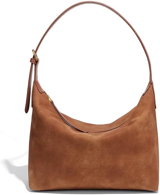 Suede Hobo Bag For Women,Vintage Shoulder Crossbody Purse,Fause Suede Handbag 2 Adjustable Straps,Lightweight Soft