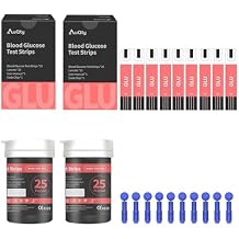 GUC-B01 Glu Test Strips 50Pcs, 50 lancets, Suitable for AuQty GUC-B01 Cholesterol Tester Meter (Meter not Included)