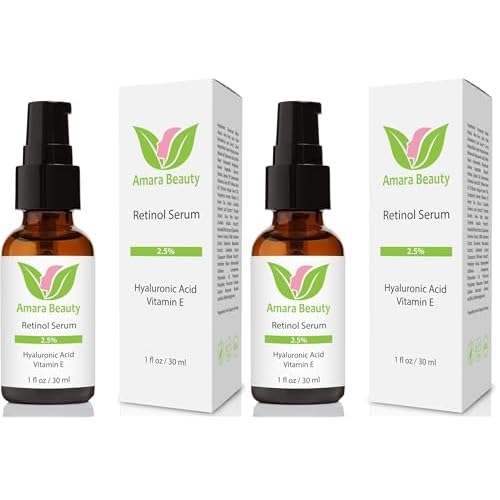Retinol Serum 2.5% with Hyaluronic Acid & Vitamin E, 1 fl. oz. Pack of 2