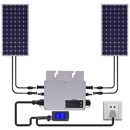 Solar Micro Inverter, 700W Aluminium Alloy Micro Inverter with LCD Display, Grid Tie Solar Inverter Kit for 30V or 36V Solar Panels Silver 110V