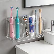 Electric Toothbrush Holder,Toothbrush and Toothpaste Holder for Bathroom,5 Slots Toothbrush Organizer with Adjustable Dividers for Bathroom/Kitchen/Office/Kids