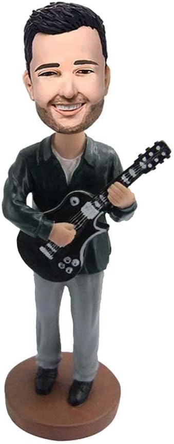 Custom Guitarist Bobblehead - Personalized Rockstar Figurine for Men, Handmade Music Lover Sculpture, Band Member Gift, Made from Your Photo - Perfect for Musicians & Fans