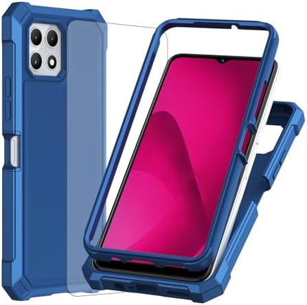 Ailiber for T-Mobile REVVL 7 5G Cell Phone Case, Metro REVVL7 Case with Screen Protector, Dual Layer Structure Protection, Shockproof Corner TPU Bumper, Slim Silicone Heavy Duty Cover for REVVL 7-Blue